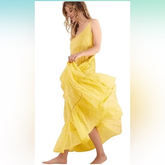NWT midnight dance maxi dress in canary combo yellow - Small - Picture 2 of 2
